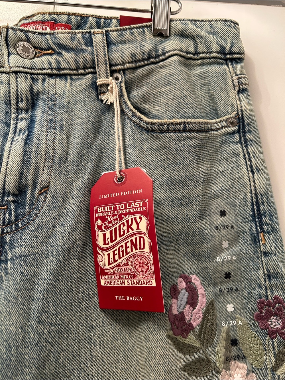 NWT Lucky Legend Jeans Limited Edition Fully Embroidered Baggy - Vintage Wash - Picture 7 of 12